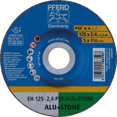 PFERD TOOLS PFERD 69198294 - DISCOS DE CORTE EH 125-2,4 PSF ALU+STONE (10) PFERD TOOLS PFERD 69198294 - DISCOS DE CORTE EH 125-2,4 PSF ALU+STONE (10)