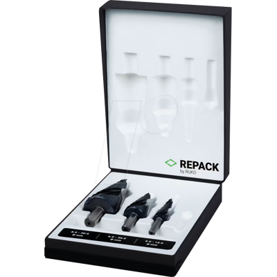 RUKO 101626PRK - Juego de taladro UC STEP, 3 piezas, PUNTA FLOWSTEP, HSS RUnaTEC RUKO 101626PRK - Juego de taladro UC STEP, 3 piezas, PUNTA FLOWSTEP, HSS RUnaTEC