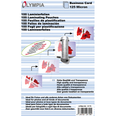OLYMPIA 9179 - Láminas de laminación, tarjetas de visita, 125 mic OLYMPIA 9179 - Láminas de laminación, tarjetas de visita, 125 mic