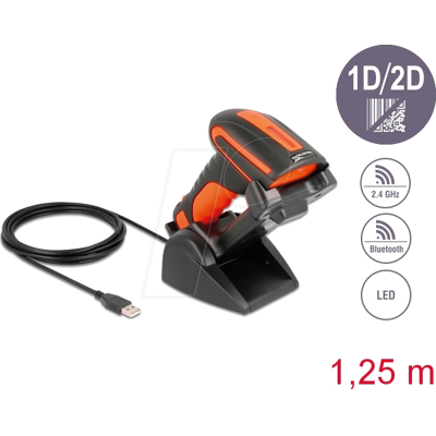 DELOCK 90556 - Escáner de códigos de barras, 2D, 2,4 GHz/Bluetoot DELOCK 90556 - Escáner de códigos de barras, 2D, 2,4 GHz/Bluetoot