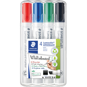 STAEDTLER 351BC4 - Marcador de pizarra blanca, 2 o 5 mm, 4 colores STAEDTLER 351BC4 - Marcador de pizarra blanca, 2 o 5 mm, 4 colores