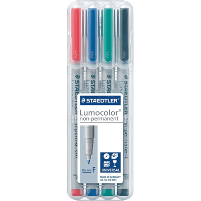 STAEDTLER 316WP4 - Pluma no permanente F, 0,6 mm, set, 4 colores STAEDTLER 316WP4 - Pluma no permanente F, 0,6 mm, set, 4 colores