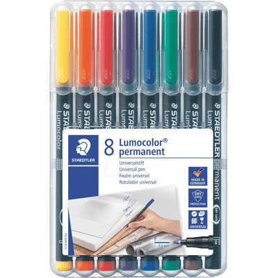 STAEDTLER 318WP8 - Pluma universal permanente F, set, 8 colores STAEDTLER 318WP8 - Pluma universal permanente F, set, 8 colores