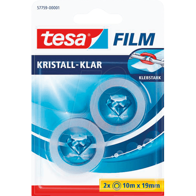 TESA 57759 - Tesafilm® Crystal Clear, 10 m x 19 mm, 2 rollos TESA 57759 - Tesafilm® Crystal Clear, 10 m x 19 mm, 2 rollos