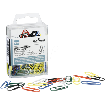 DURABLE 125300 - Clips para papel, 26 mm, clasificados por colores, 100 unidades DURABLE 125300 - Clips para papel, 26 mm, clasificados por colores, 100 unidades