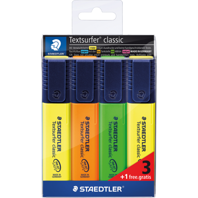 STAEDTLER 364SW4 - Iluminadores, punta de cuña, 1-5 mm, 4 piezas STAEDTLER 364SW4 - Iluminadores, punta de cuña, 1-5 mm, 4 piezas