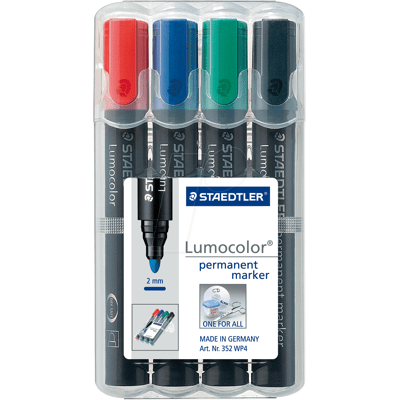 STAEDTLER 352C4 - Marcador permanente, 2 mm, set, 4 colores STAEDTLER 352C4 - Marcador permanente, 2 mm, set, 4 colores