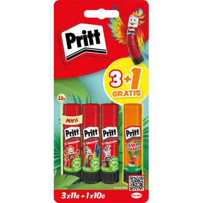 PRITT 9HPBS4B - Pegamento stick, el original, 3x 11g, 1x 10g naranja PRITT 9HPBS4B - Pegamento stick, el original, 3x 11g, 1x 10g naranja