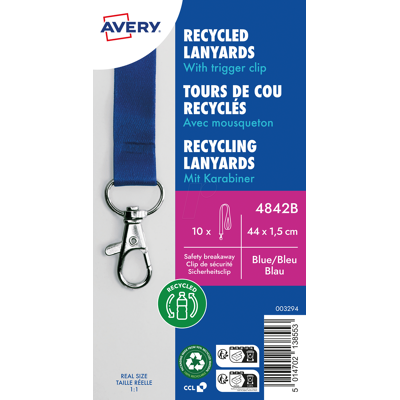 AVERY ZWECKFORM AVZ 4842B - Lanyard, 440x15 mm, azul, 10 unidades AVERY ZWECKFORM AVZ 4842B - Lanyard, 440x15 mm, azul, 10 unidades