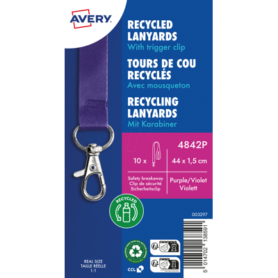 AVERY ZWECKFORM AVZ 4842P - Lanyard, 440x15 mm, lila, 10 unidades AVERY ZWECKFORM AVZ 4842P - Lanyard, 440x15 mm, lila, 10 unidades