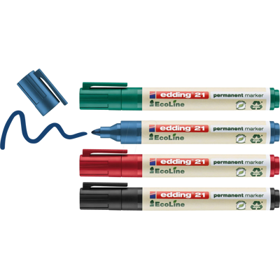 EDDING 21/4S - Marcador permanente, respetuoso del medio ambiente, 4 colores su EDDING 21/4S - Marcador permanente, respetuoso del medio ambiente, 4 colores su