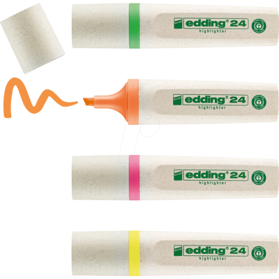 EDDING 24/4S - Rotulador fluorescente, ecológico, 4 colores EDDING 24/4S - Rotulador fluorescente, ecológico, 4 colores
