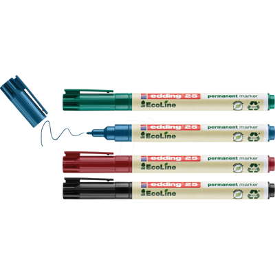 EDDING 25/4S - Marcador permanente EcoLine, 4 colores surtidos EDDING 25/4S - Marcador permanente EcoLine, 4 colores surtidos