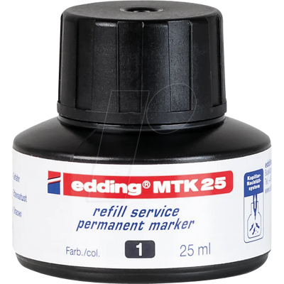 EDDING MTK25001 - Tinta de relleno, rotulador permanente, MTK 25, negra EDDING MTK25001 - Tinta de relleno, rotulador permanente, MTK 25, negra