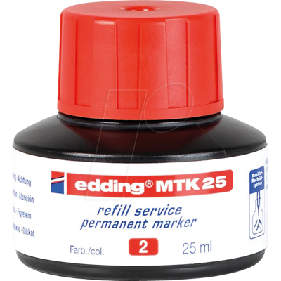 EDDING MTK25002 - Tinta de relleno, rotulador permanente, MTK 25, roja EDDING MTK25002 - Tinta de relleno, rotulador permanente, MTK 25, roja