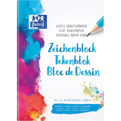 OXFORD 100050301 - Bloque de dibujo, A3, 120 g/m2, 20 hojas OXFORD 100050301 - Bloque de dibujo, A3, 120 g/m2, 20 hojas