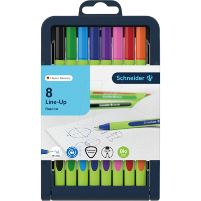 SCHNEIDER 191098 - Line-Up, Fineliner, 0,4 mm, juego de 8 SCHNEIDER 191098 - Line-Up, Fineliner, 0,4 mm, juego de 8