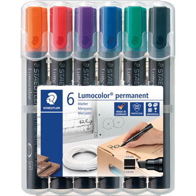 STAEDTLER 350WP6 - Marcador permanente, 2-5 mm, set, 6 colores STAEDTLER 350WP6 - Marcador permanente, 2-5 mm, set, 6 colores