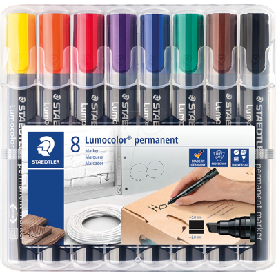 STAEDTLER 350WP8 - Marcador permanente, 2-5 mm, set, 8 colores STAEDTLER 350WP8 - Marcador permanente, 2-5 mm, set, 8 colores