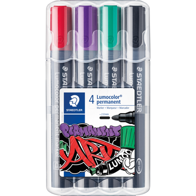 STAEDTLER 352W41 - Marcador permanente, 2 mm, set, 4 colores STAEDTLER 352W41 - Marcador permanente, 2 mm, set, 4 colores