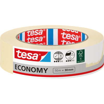 TESA 05287 - Cinta de pintor Basic, 50 m x 30 mm TESA 05287 - Cinta de pintor Basic, 50 m x 30 mm