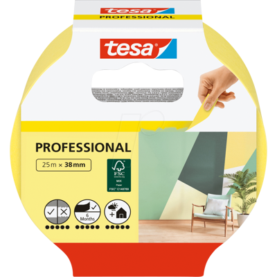TESA 56271 - Cinta de pintura profesional en el interior, 25 m x 38 mm TESA 56271 - Cinta de pintura profesional en el interior, 25 m x 38 mm