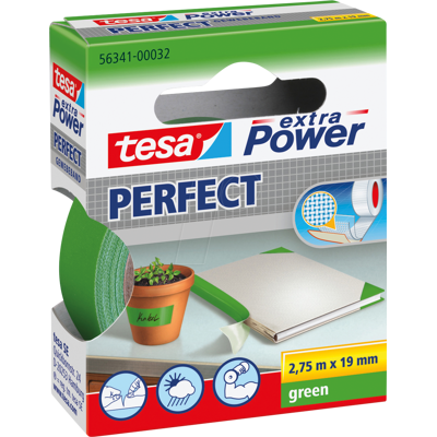 TESA 56341 GN - Cinta de tela TESA EXTRA POWER® PERFECT, 2,75 m x 19 mm, verde TESA 56341 GN - Cinta de tela TESA EXTRA POWER® PERFECT, 2,75 m x 19 mm, verde