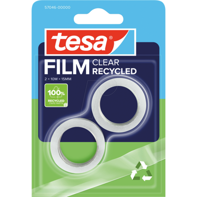 TESA 57046 - tesafilm® CLEAR RECYCLED, 10 m x 15 mm, 2 rollos TESA 57046 - tesafilm® CLEAR RECYCLED, 10 m x 15 mm, 2 rollos