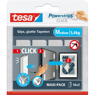TESA 77721-20 - Powerstrips CLICK 16 pares - 5,4kg TESA 77721-20 - Powerstrips CLICK 16 pares - 5,4kg