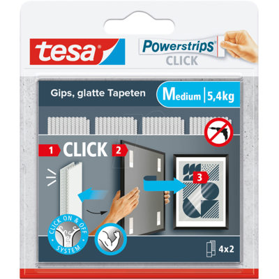 TESA 77721 - Powerstrips CLICK - 4 pares - 5,4kg TESA 77721 - Powerstrips CLICK - 4 pares - 5,4kg