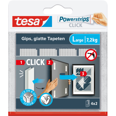 TESA 77722 - Powerstrips CLICK - 4 pares - 7,2kg TESA 77722 - Powerstrips CLICK - 4 pares - 7,2kg