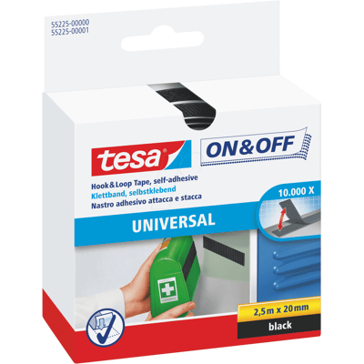 TESA 55225 SW - Cinta de velcro, autoadhesiva, 2,5 m x 20 mm, negro TESA 55225 SW - Cinta de velcro, autoadhesiva, 2,5 m x 20 mm, negro