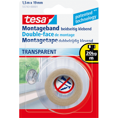 TESA 55743 - Cinta de montaje TESA Powerbond® transparente, 1,5 m x 19 mm TESA 55743 - Cinta de montaje TESA Powerbond® transparente, 1,5 m x 19 mm