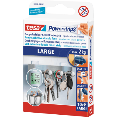 TESA 58000 - TESA® Powerstrips® grande, 5,0 x 2,0 cm, 10 uds TESA 58000 - TESA® Powerstrips® grande, 5,0 x 2,0 cm, 10 uds