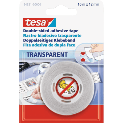 TESA 64621 - Cinta adhesiva de doble cara TESA® transparente 10 m : 12 mm TESA 64621 - Cinta adhesiva de doble cara TESA® transparente 10 m : 12 mm
