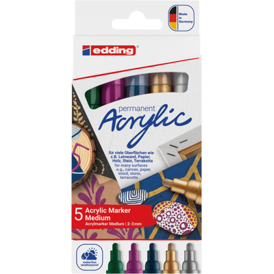 EDDING 5100/5F - Marcadores de acrílico, 2 mm - 3 mm, metálico, paq EDDING 5100/5F - Marcadores de acrílico, 2 mm - 3 mm, metálico, paq