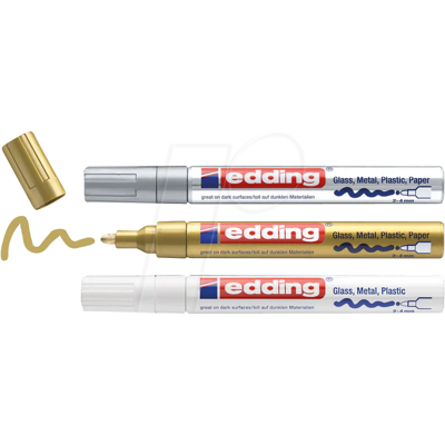 EDDING GLM750-3 - Marcador de pintura brillante, 2-4 mm, juego de 3 EDDING GLM750-3 - Marcador de pintura brillante, 2-4 mm, juego de 3