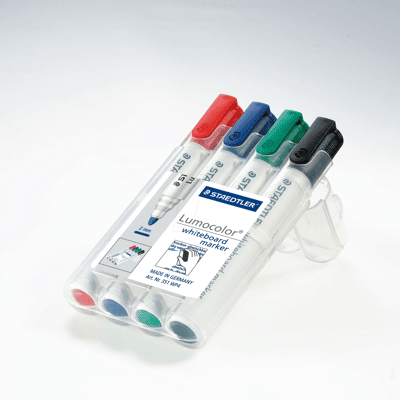STAEDTLER 351C4 - Marcador de pizarra blanca, 2 mm, 4 colores STAEDTLER 351C4 - Marcador de pizarra blanca, 2 mm, 4 colores