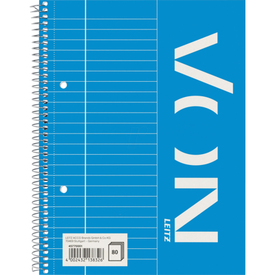 VON LEITZ VONL 45770001 - Bloque colegiado A5, forrado, 80 hojas VON LEITZ VONL 45770001 - Bloque colegiado A5, forrado, 80 hojas
