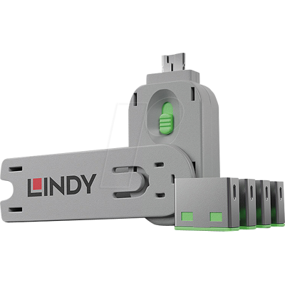 LINDY 40451 - Bloqueo de puerto USB a (1 llave, 4 cerraduras), verde LINDY 40451 - Bloqueo de puerto USB a (1 llave, 4 cerraduras), verde