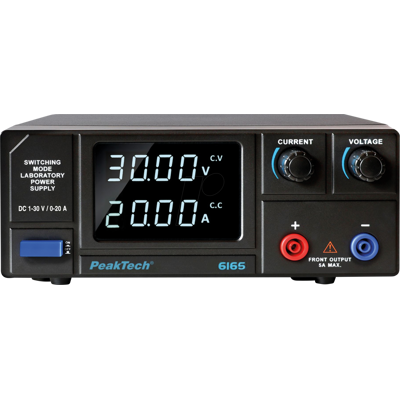 PEAKTECH 6165 - Fuente de alimentación de laboratorio, 1 - 30 V, 0 - 20 A, 1 can PEAKTECH 6165 - Fuente de alimentación de laboratorio, 1 - 30 V, 0 - 20 A, 1 can
