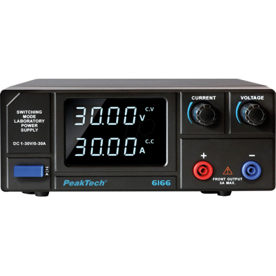 PEAKTECH 6166 - Fuente de alimentación de laboratorio, 1 - 30 V, 0 - 30 A, 1 can PEAKTECH 6166 - Fuente de alimentación de laboratorio, 1 - 30 V, 0 - 30 A, 1 can