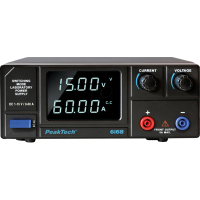PEAKTECH 6168 - Fuente de alimentación de laboratorio, 1 - 15 V, 0 - 60 A, 1 can PEAKTECH 6168 - Fuente de alimentación de laboratorio, 1 - 15 V, 0 - 60 A, 1 can