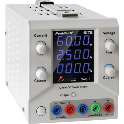 PEAKTECH 6172 - Alimentador de laboratorio, 0 - 60 V, 0 - 2,5 a, 150 W, lineal PEAKTECH 6172 - Alimentador de laboratorio, 0 - 60 V, 0 - 2,5 a, 150 W, lineal