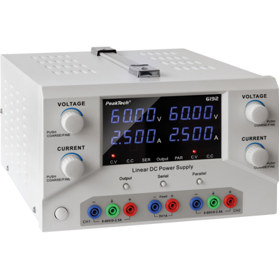 PEAKTECH 6192 - Fuente de alimentación de laboratorio, 0 - 60 V, 0 - 2,5 PEAKTECH 6192 - Fuente de alimentación de laboratorio, 0 - 60 V, 0 - 2,5
