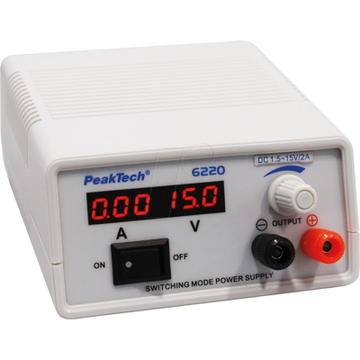 PEAKTECH 6220 - FUENTE DE ALIMENTACIÓN DE LABORATORIO, 1,5 - 15 V, 0 - 2 PEAKTECH 6220 - FUENTE DE ALIMENTACIÓN DE LABORATORIO, 1,5 - 15 V, 0 - 2