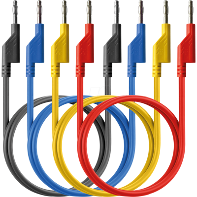 PEAKTECH 7046 - Cables de prueba, 0,25 m, apilables, juego de 4 PEAKTECH 7046 - Cables de prueba, 0,25 m, apilables, juego de 4