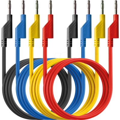 PEAKTECH 7048 - Cables de prueba, 0,75 m, apilables, juego de 4 PEAKTECH 7048 - Cables de prueba, 0,75 m, apilables, juego de 4