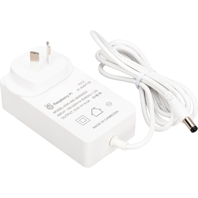 RPI PS 48W WT AU - Raspberry Pi - Fuente de alimentación, 48W, enchufe DC, enchufe RPI PS 48W WT AU - Raspberry Pi - Fuente de alimentación, 48W, enchufe DC, enchufe