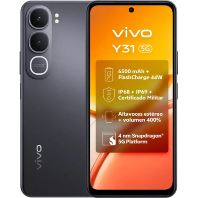 Vivo Y31 5G 512GB Negro Snapdragon 4 Gen 2 (4 nm) 6GB RAM Pantalla HD+ Vivo Y31 5G 512GB Negro Snapdragon 4 Gen 2 (4 nm) 6GB RAM Pantalla HD+